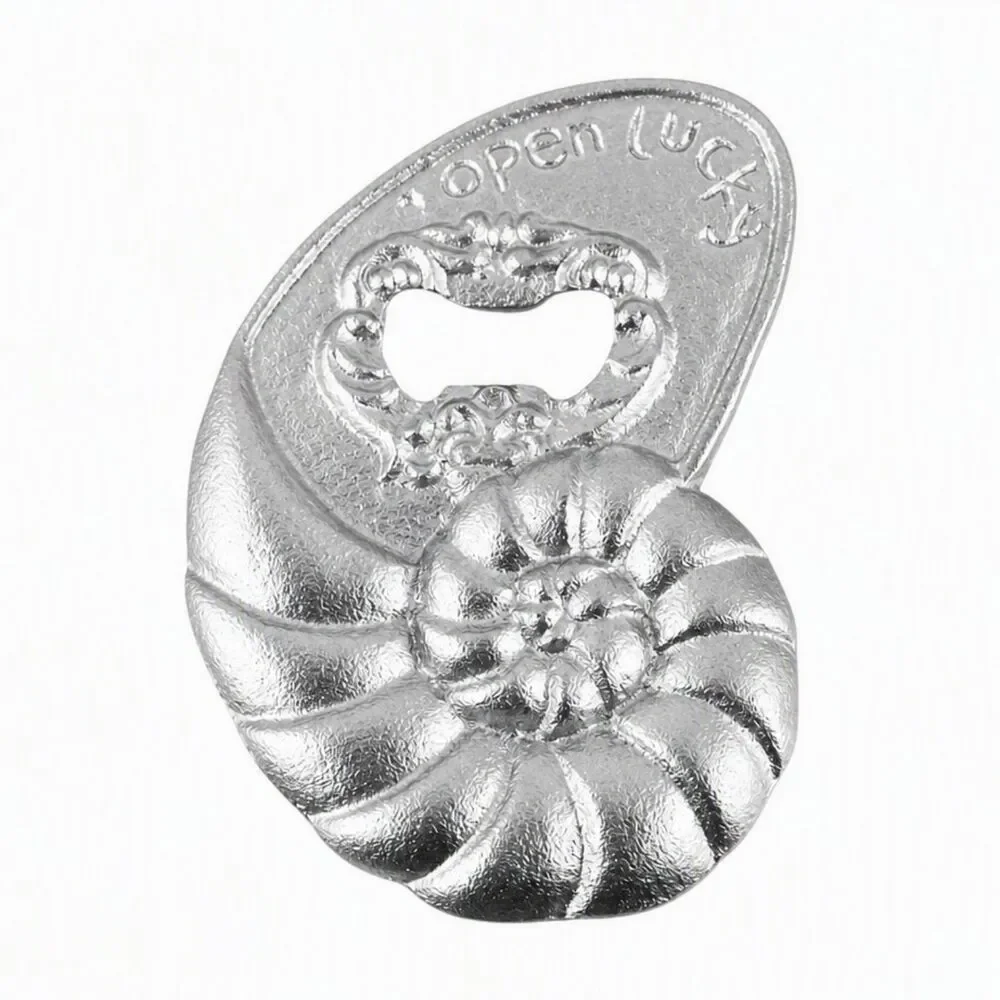 Silver Tone Cast Iron Conch Shell Design Bottle Opener Nautical Coastal Beach